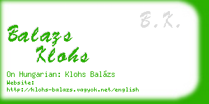 balazs klohs business card