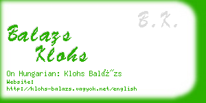 balazs klohs business card